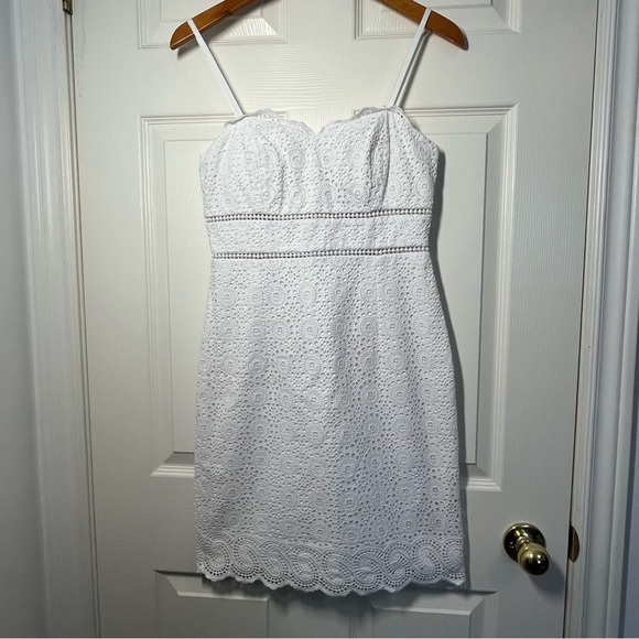 Lilly Pulitzer Dresses & Skirts - Lilly Pulitzer Jaida White Eyelet 100% Cotton Mini Dress Size 4